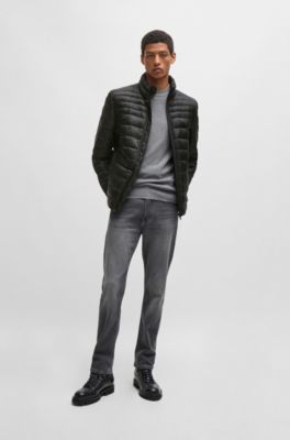 Water-repellent padded jacket with logo badge, Black