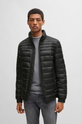 Water-repellent padded jacket with logo badge, Black