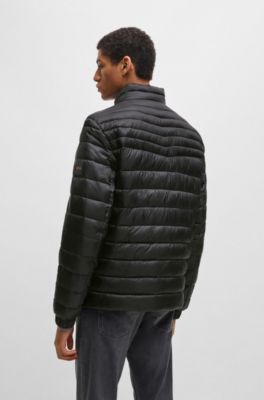 Water-repellent padded jacket with logo badge, Black