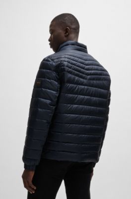 Chaqueta acolchada repelente al agua con insignia de logo, Azul oscuro