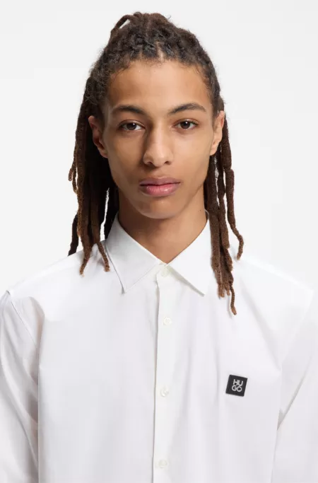 Slim-fit shirt in stretch-cotton canvas