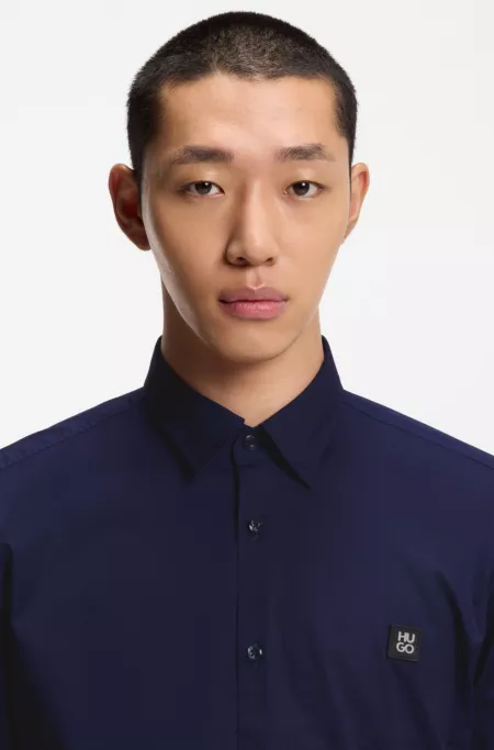 Slim-fit shirt in stretch-cotton canvas