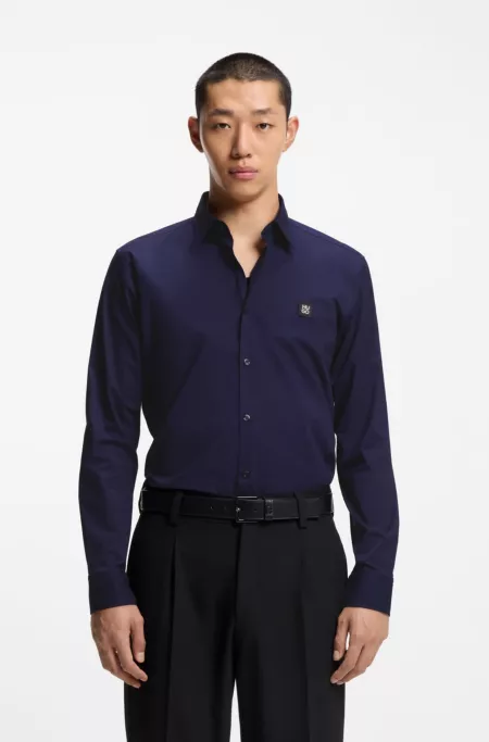 Slim-fit shirt in stretch-cotton canvas