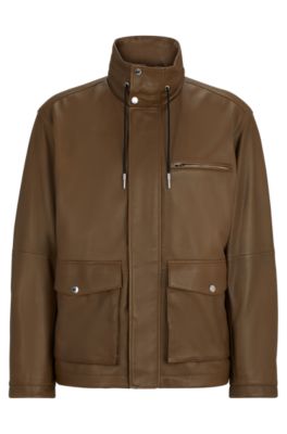 BOSS - Relaxed-fit jacket in lamb leather with inside pockets