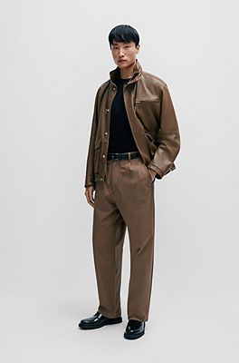 BOSS - Relaxed-fit jacket in lamb leather with inside pockets