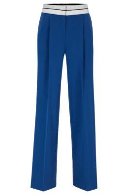 Relaxed-fit trousers with inside-out waistband detail, Blue