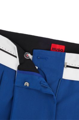 Relaxed-fit trousers with inside-out waistband detail, Blue