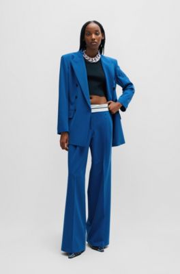 Relaxed-fit trousers with inside-out waistband detail, Blue