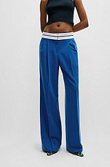 Pantalon Relaxed Fit avec taille effet inside-out, Bleu