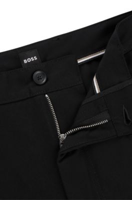 Pantalones relaxed fit de sarga de algod&oacute;n el&aacute;stico, Negro