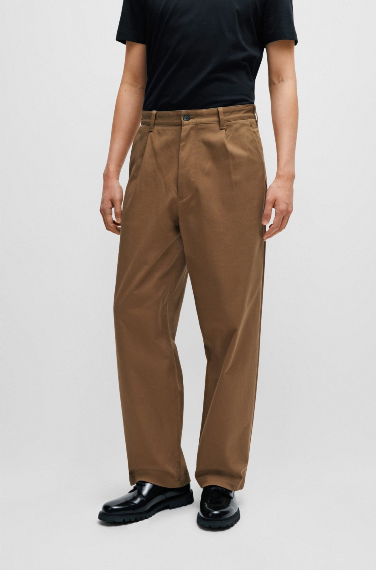 HUGO - Relaxed-fit trousers in soft twill