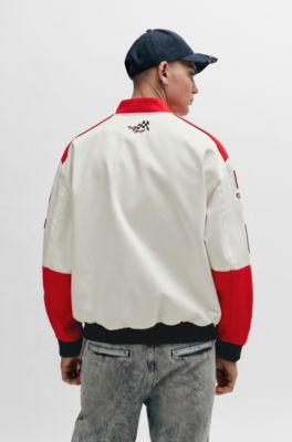 HUGO - Color-blocked regular-fit jacket with racing-inspired