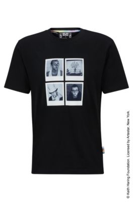 Shop Hugo Boss Boss X Keith Haring Gender-neutral T-shirt With Photographic Artwork In Black