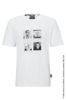 Shop Hugo Boss Boss X Keith Haring Gender-neutral T-shirt With Photographic Artwork In White
