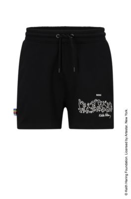 BOSS - BOSS x Keith Haring gender-neutral shorts in cotton-blend terry