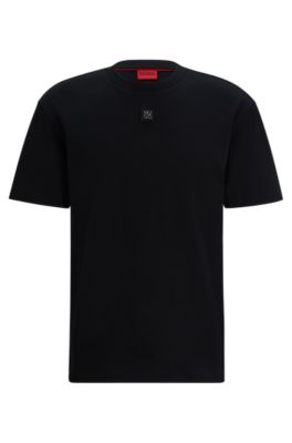 HUGO - Interlock-cotton T-shirt with stacked logo