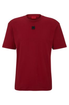 HUGO - Interlock-cotton T-shirt with stacked logo