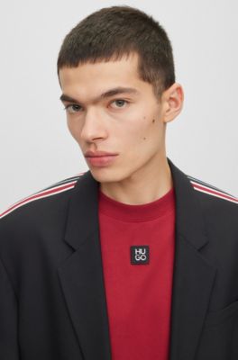 HUGO - Interlock-cotton T-shirt with stacked logo - Dark Red