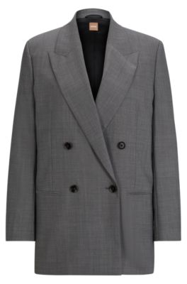 Hugo Boss Relaxed-fit Jacket In Heavyweight Sharkskin Italian Wool In Patterned