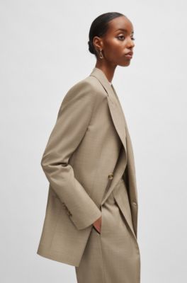 Relaxed-fit jacket in heavyweight sharkskin Italian wool, Patterned