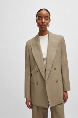 Relaxed-fit jacket in heavyweight sharkskin Italian wool, Patterned