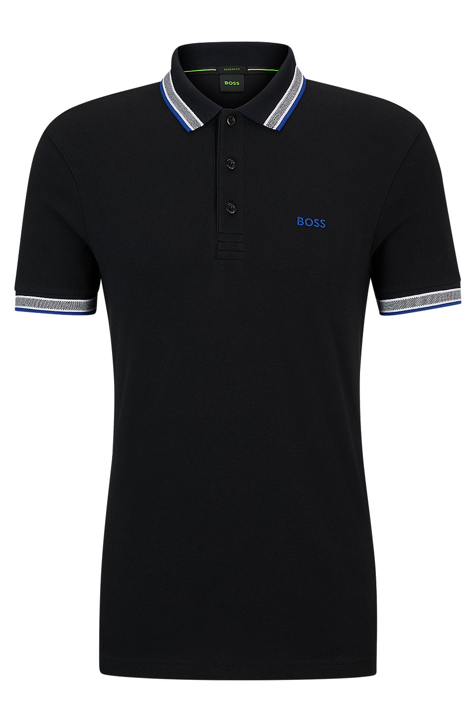 BOSS - Cotton polo shirt with branded undercollar