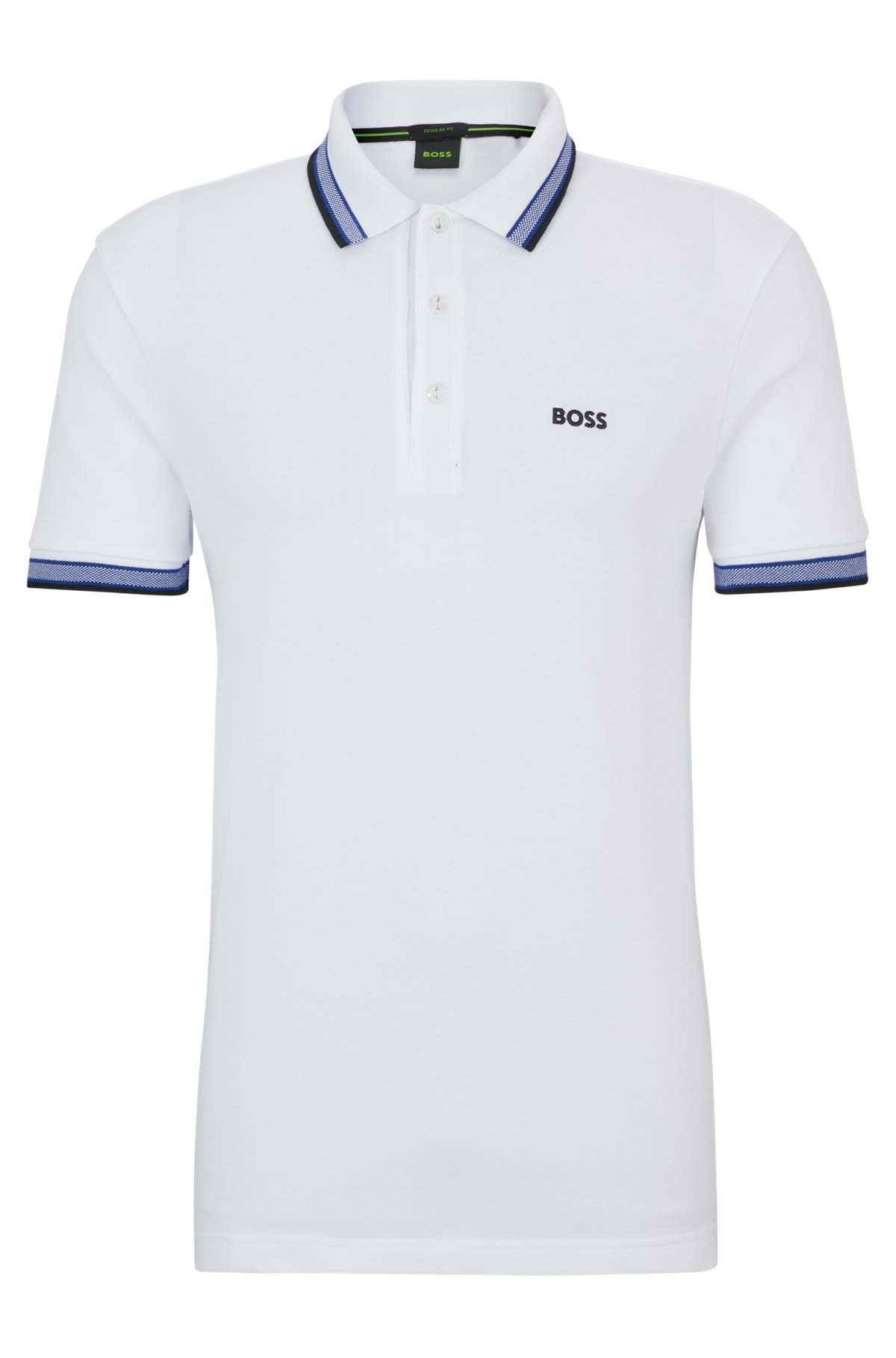 Cotton polo shirt with branded undercollar, White