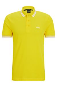 Cotton polo shirt with branded undercollar, Light Yellow
