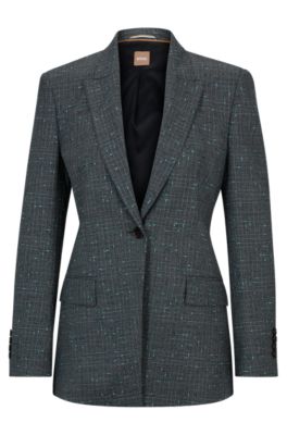 Shop Hugo Boss Slim-fit Jacket In Italian Slub Wool-blend Twill In Patterned
