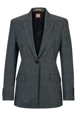 Hugo Boss Slim-fit Jacket In Italian Slub Wool-blend Twill In Patterned