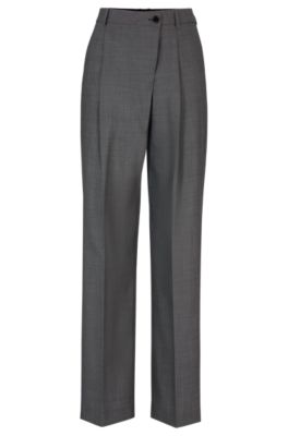 BOSS - Straight-fit regular-rise trousers in virgin wool