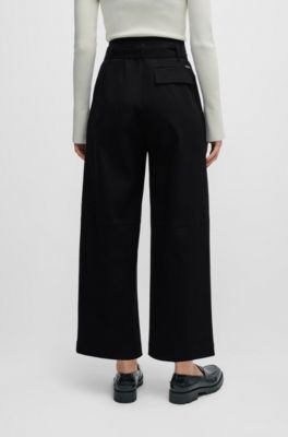 BOSS - Tapered-fit wide-leg trousers with fabric belt 