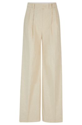 BOSS - Relaxed-fit trousers in a slub cotton blend