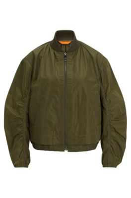 Hugo Boss Water-repellent Jacket In A Relaxed Fit In Dark Green