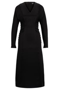 BOSS - Gathered-detail regular-fit dress in soft satin