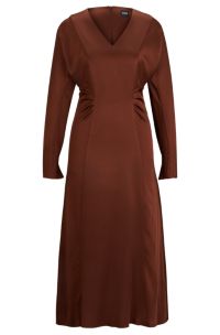 BOSS - Gathered-detail regular-fit dress in soft satin