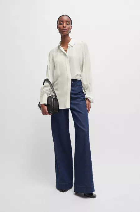 Relaxed-fit blouse in washed silk