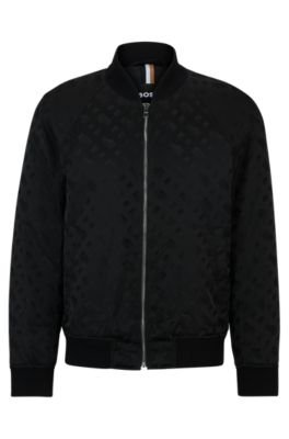 Hugo Boss Regular-fit Jacket With 3d-effect Monogram Jacquard In Black