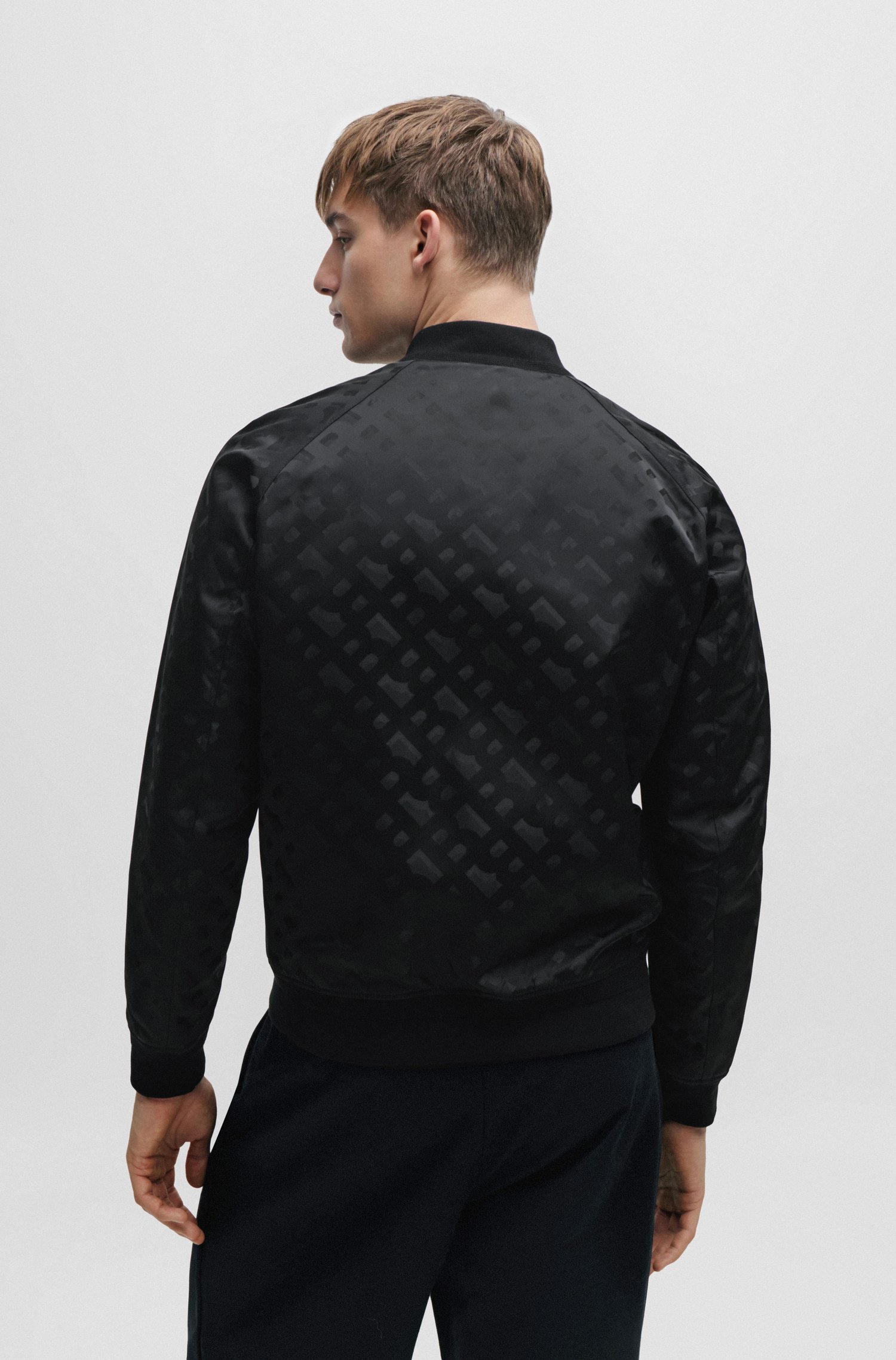 Regular-fit jacket with 3D-effect monogram jacquard