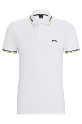 BOSS - Stretch-cotton slim-fit polo shirt with branded undercollar