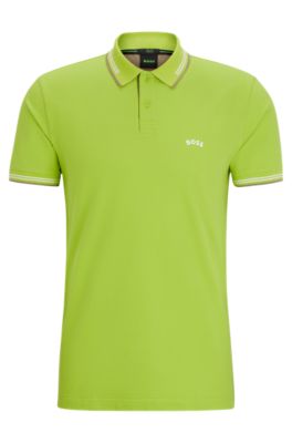 BOSS Stretch cotton slim fit polo shirt with branded undercollar