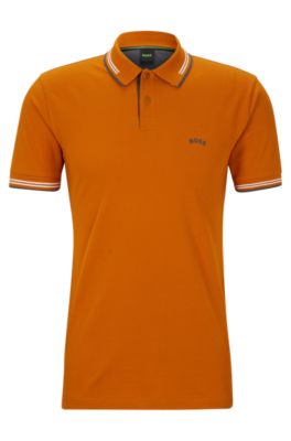 BOSS - Stretch-cotton slim-fit polo shirt with undercollar branded