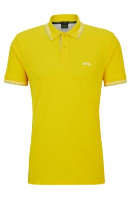 BOSS Stretch cotton slim fit polo shirt with branded undercollar