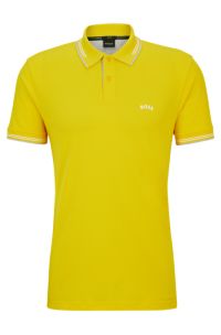 BOSS - Stretch-cotton slim-fit polo shirt with branded undercollar