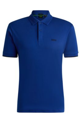 Hugo Boss outlet Slim Fit Stretch Polo Casual Button Menswear Style Design Ivy Brand Outfits Relaxed Fashion Collar Top tees tshirt Blue small