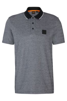 BOSS - Cotton-piqué polo shirt with twill logo badge