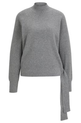 BOSS - Tie-detail sweater in virgin wool and cashmere