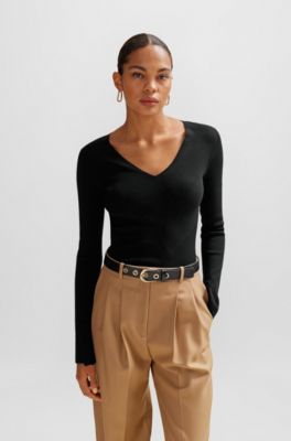 BOSS - Knitted sweater with a ribbed structure