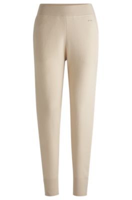 Hugo Boss Knitted Trousers In Wool And Cashmere In Light Yellow