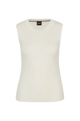 Hugo Boss Boss Felishia Rib Sleeveless Sweater In White